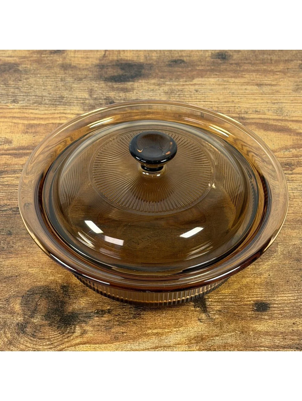 Vintage 1980s Corning Vision Amber Glass 24oz Casserole Dish V-30-B Pyrex Lid